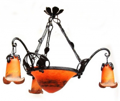 Art Nouveau lampadario vi Vite cerchio arancione