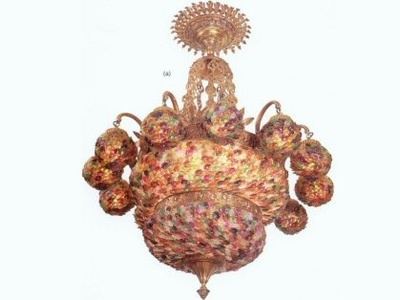 Colored lampadario Palace. Altezza 125 cm. Peso 60 chili. Bronzo e vetro fiori - Lampadari