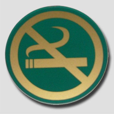Nessuna segnaletica fumare 9 x 9 cm verde