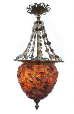 Sisi colorato lampadario mm. Altezza 70 cm. Bronzo e vetro fiori - Lampadari